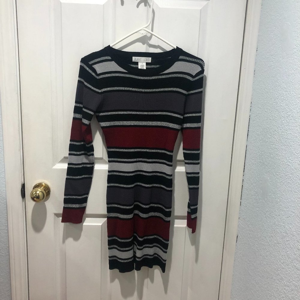 Striped Long Sleeve Bodycon Sweater Dress